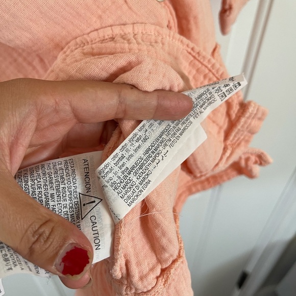 Zara Pink Cotton & Linen Blend Tiered Mini Dress Size S - Picture 7 of 8